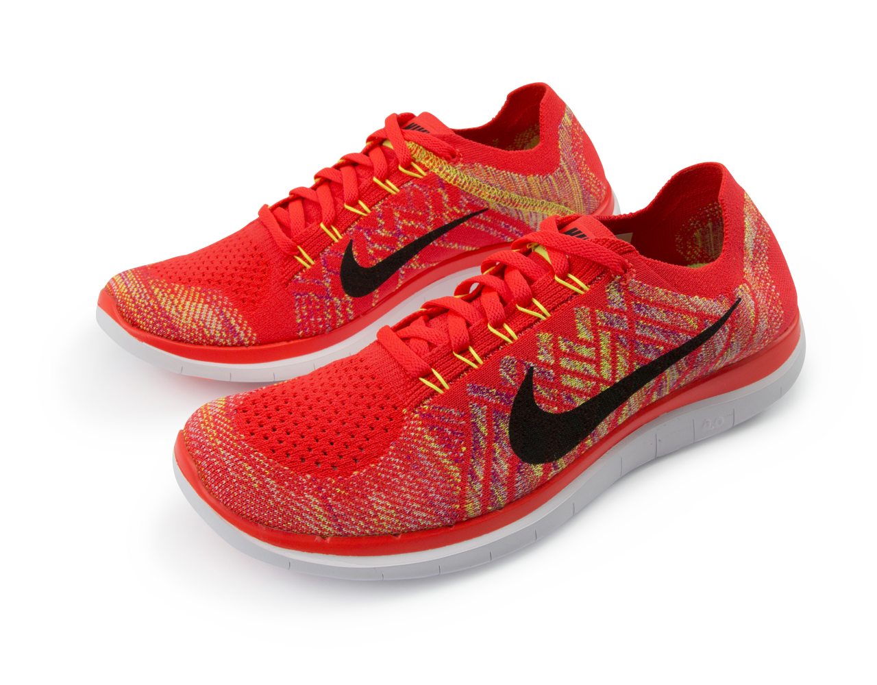 Nike Men's Free 4.0 Flyknit Running Shoes Bright Crimson/Black/Hot Lava