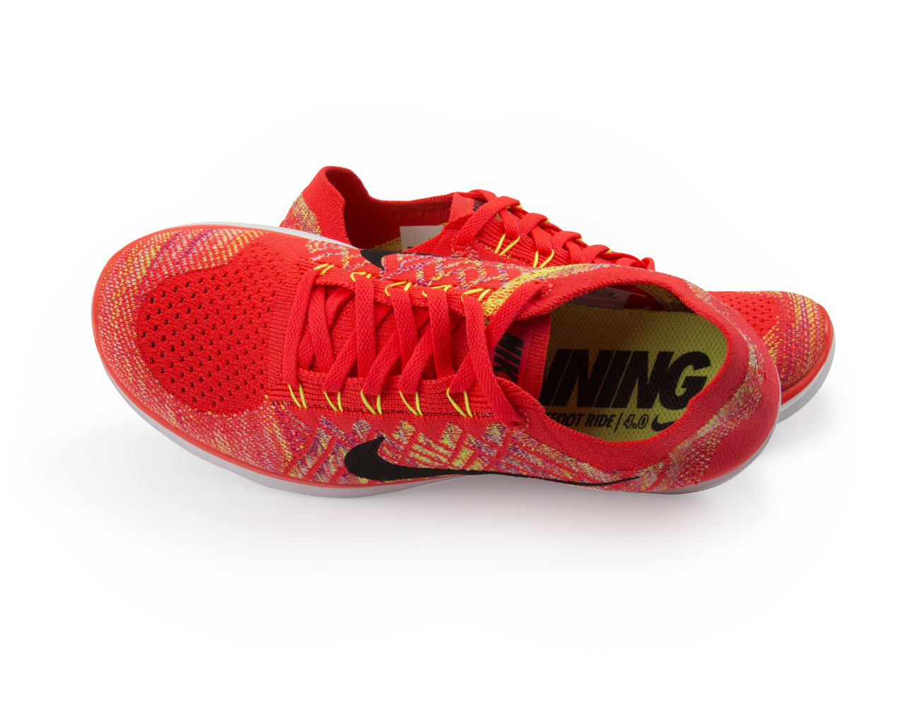 Nike Men's Free 4.0 Flyknit Running Shoes Bright Crimson/Black/Hot Lava