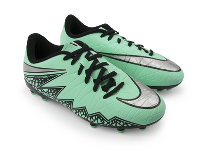 Nike Kids Hypervenom Phelon II FG Green Glow/Metallic Silver/Hyper Orange