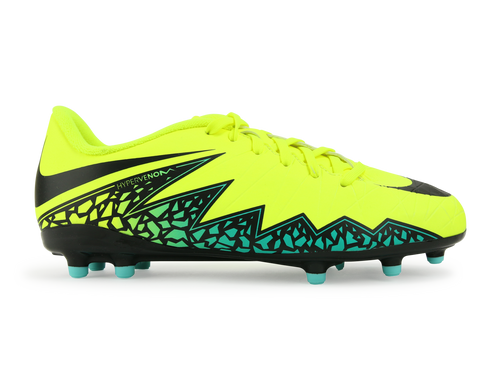 Nike Kids Hypervenom Phelon II FG Volt Black/Hyper Turquoise/Clear Jade