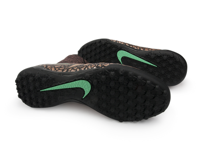 Nike Men's HypervenomX Proximo Turf Soccer Shoes Metallic Red Bronze/Green Glow/Black