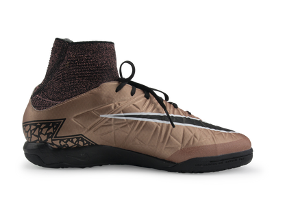 Nike Kids HypervenomX Proximo Indoor Soccer Shoes Metallic Red Bronze/Green Glow/Black