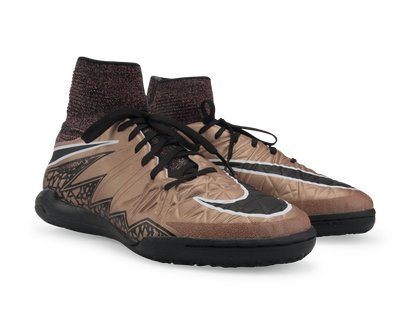 Nike Kids HypervenomX Proximo Indoor Soccer Shoes Metallic Red Bronze/Green Glow/Black