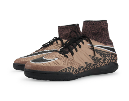 Nike Kids HypervenomX Proximo Indoor Soccer Shoes Metallic Red Bronze/Green Glow/Black