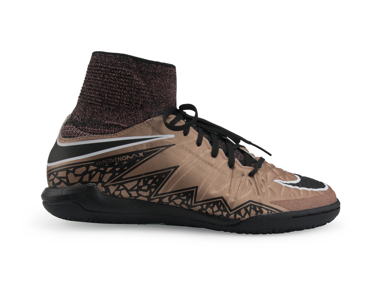 Nike Kids HypervenomX Proximo Indoor Soccer Shoes Metallic Red Bronze/Green Glow/Black