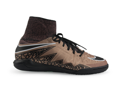 Nike Kids HypervenomX Proximo Indoor Soccer Shoes Metallic Red Bronze/Green Glow/Black
