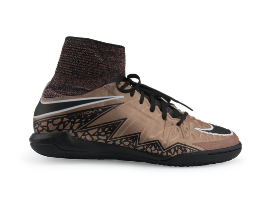Nike Kids HypervenomX Proximo Indoor Soccer Shoes Metallic Red Bronze/Green Glow/Black