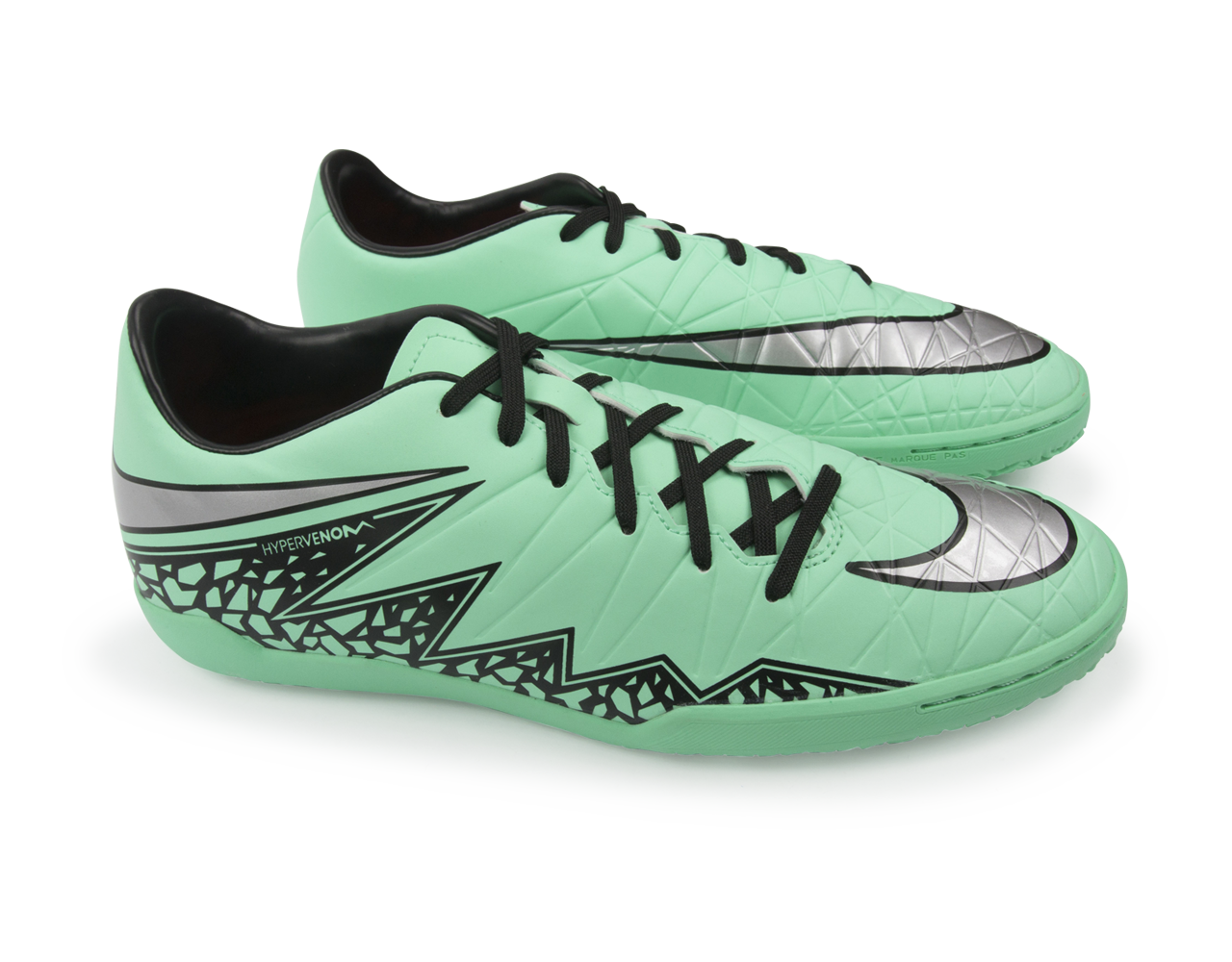 Nike Men's Hypervenom Phelon Indoor Soccer Shoes Green Glow/Metallic Silver/Hyper Orange