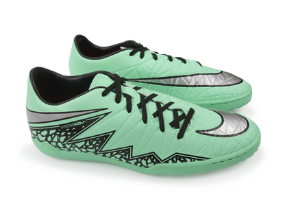 Nike Men's Hypervenom Phelon Indoor Soccer Shoes Green Glow/Metallic Silver/Hyper Orange