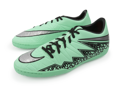 Nike Men's Hypervenom Phelon Indoor Soccer Shoes Green Glow/Metallic Silver/Hyper Orange