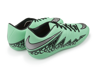 Nike Men's Hypervenom Phelon Indoor Soccer Shoes Green Glow/Metallic Silver/Hyper Orange