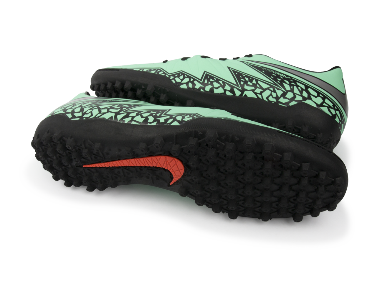 Nike Men's Hypervenom Phelon Turf Soccer Shoes Green Glow/Metallic Silver/Hyper Orange