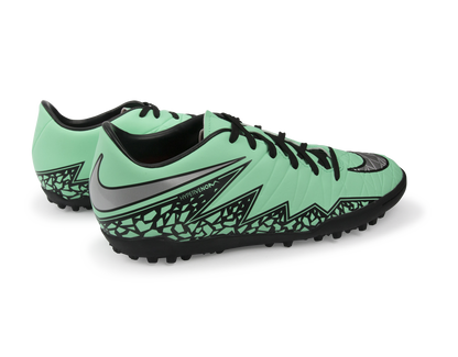 Nike Men's Hypervenom Phelon Turf Soccer Shoes Green Glow/Metallic Silver/Hyper Orange
