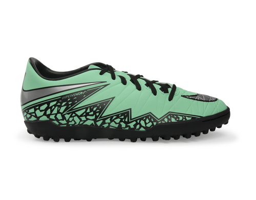 Nike Men's Hypervenom Phelon Turf Soccer Shoes Green Glow/Metallic Silver/Hyper Orange
