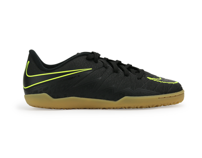 Nike Kids HypervenomX Phelon II Indoor Soccer Shoes Black/Black/Volt