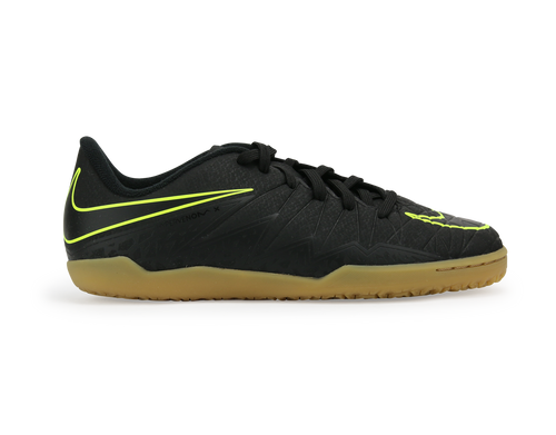 Nike Kids HypervenomX Phelon II Indoor Soccer Shoes Black/Black/Volt