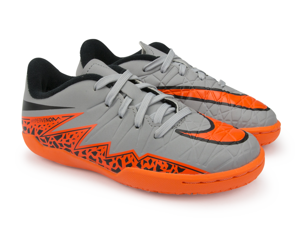 Nike Kids Hypervenom Phelon Indoor Soccer Shoes Wolf Grey/Total Orange/Black