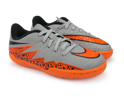 Nike Kids Hypervenom Phelon Indoor Soccer Shoes Wolf Grey/Total Orange/Black