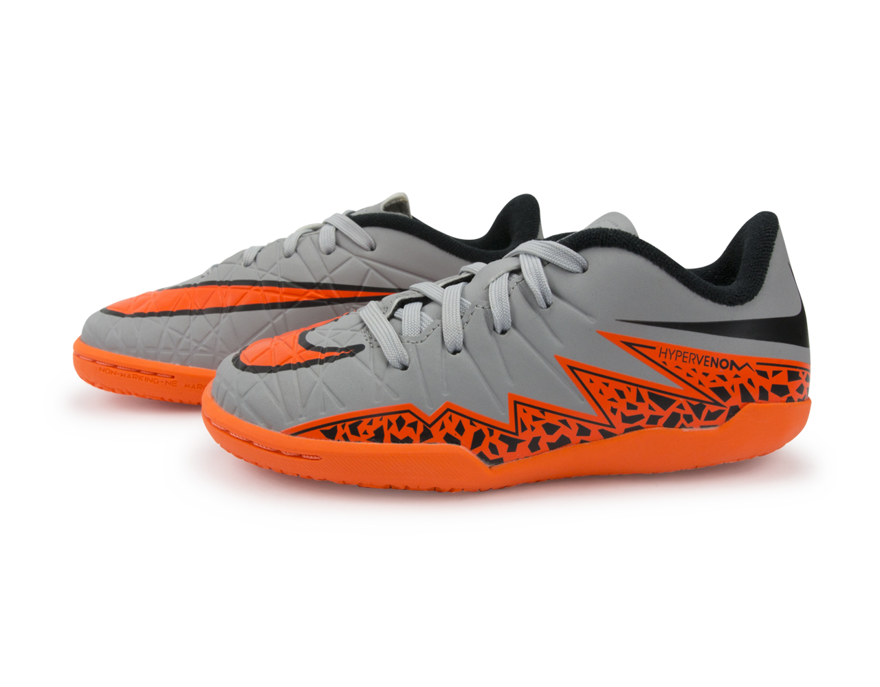 Nike Kids Hypervenom Phelon Indoor Soccer Shoes Wolf Grey/Total Orange/Black