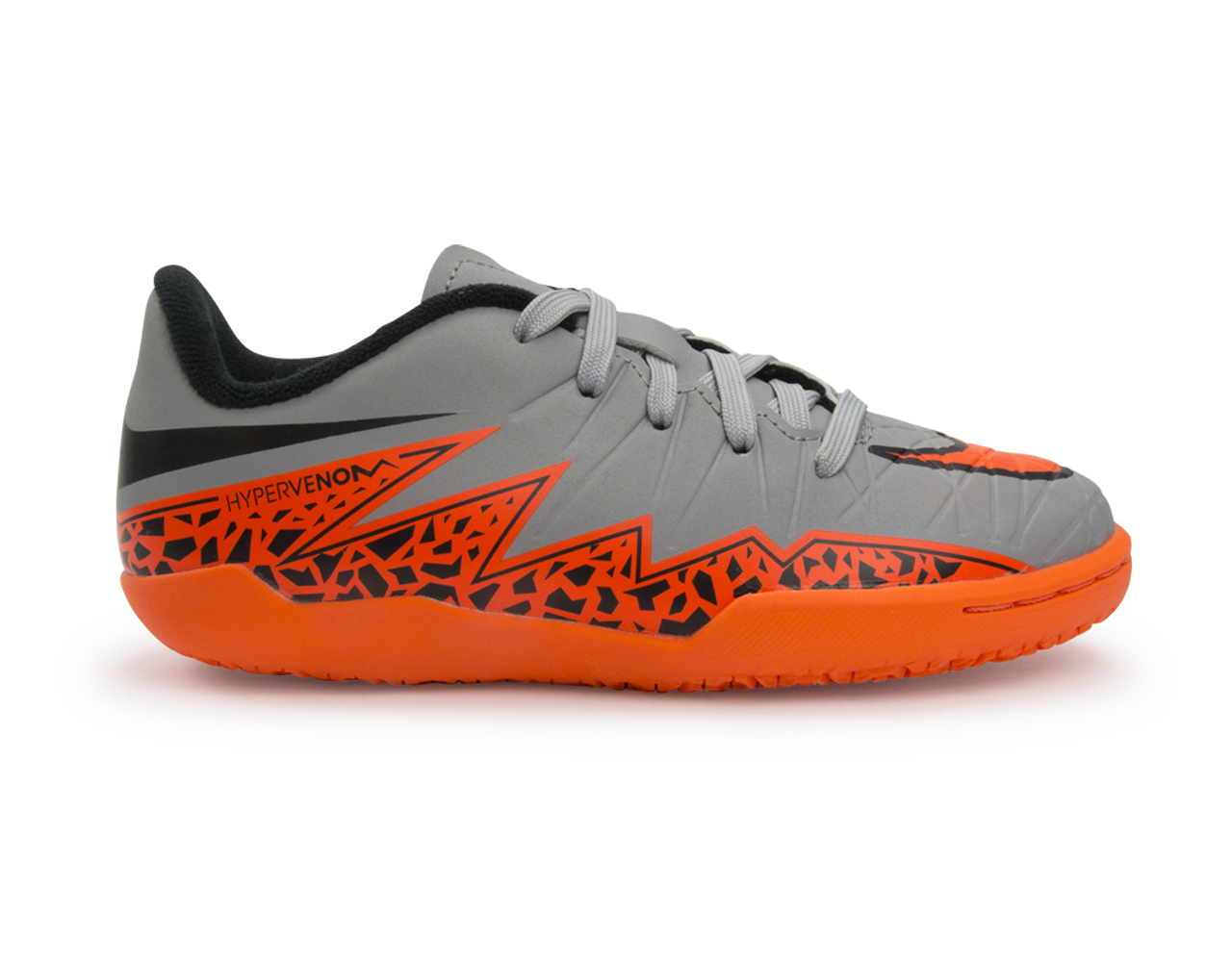 Nike Kids Hypervenom Phelon Indoor Soccer Shoes Wolf Grey/Total Orange/Black