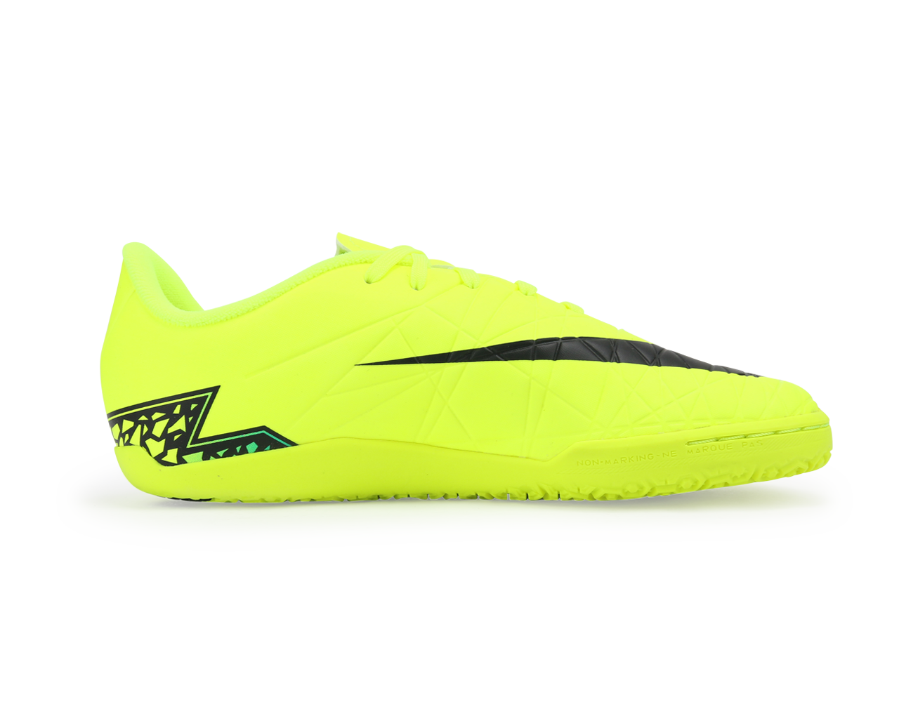 Nike Kids Hypervenom Phelon II Indoor Soccer Shoes Volt Black/Hyper Turquoise/Clear Jade