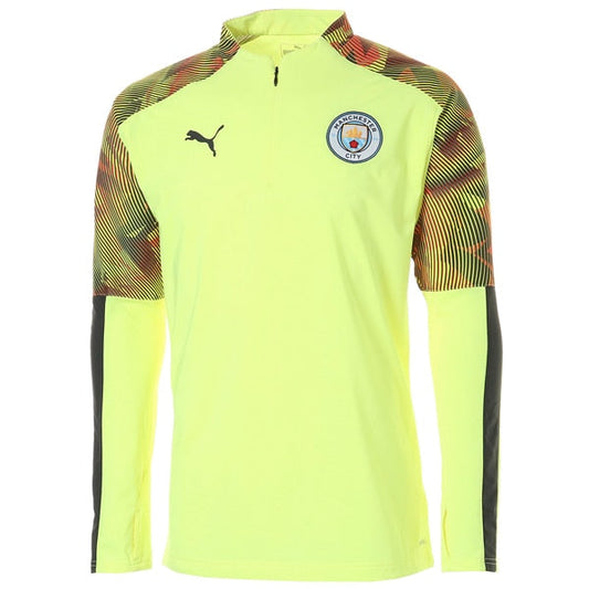 PUMA Men's Manchester City 19/20 1/4 Zip Fizzy Yellow/Asphalt