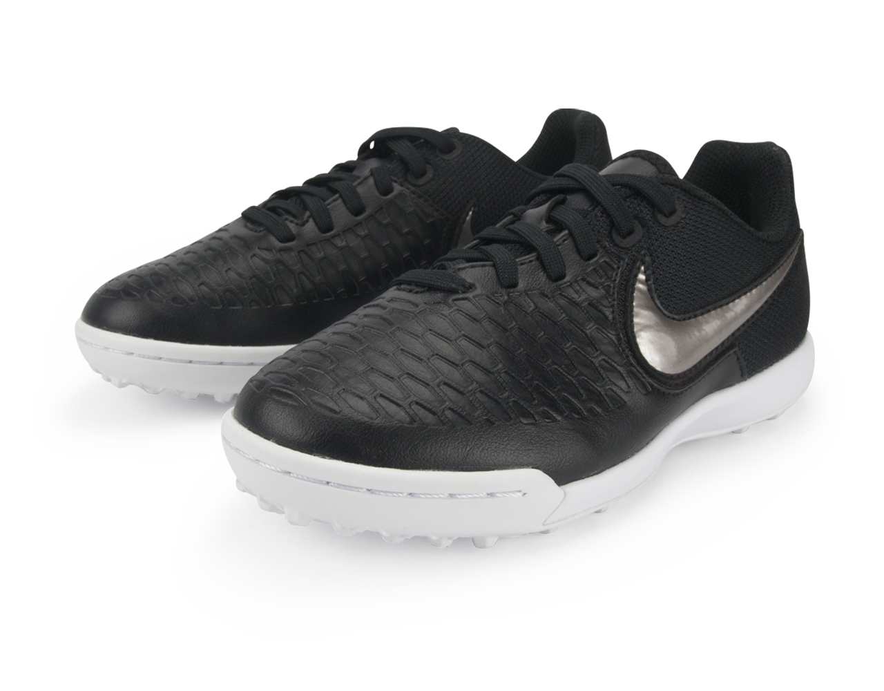 Nike Kids MagistaX Pro Turf Soccer Shoes Black/Metallic Pewter/White
