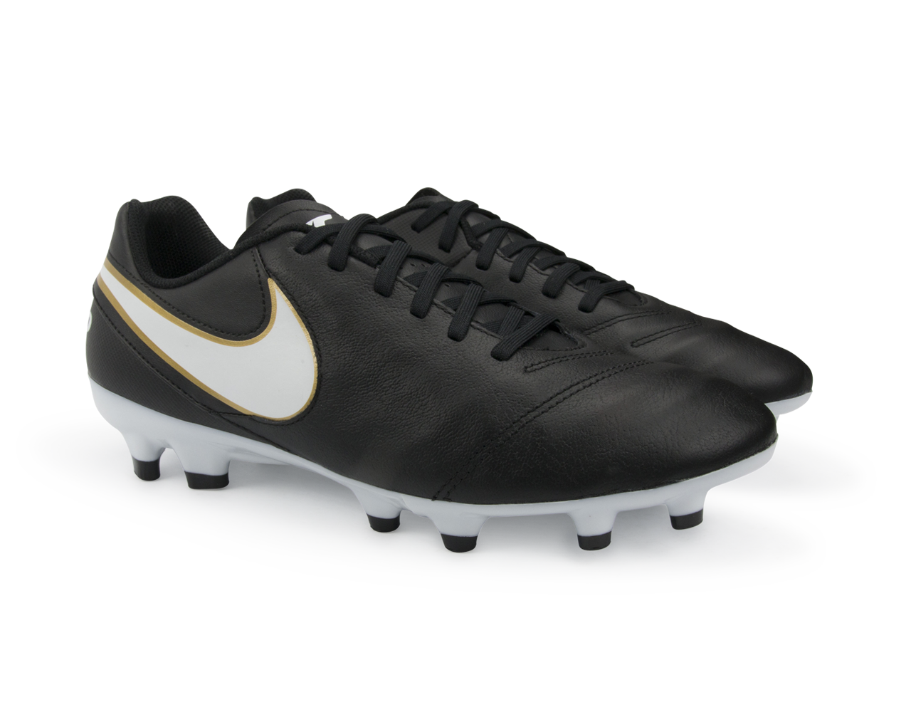 Nike Men's Tiempo Genio II Leather FG Black/White/Metallic Gold