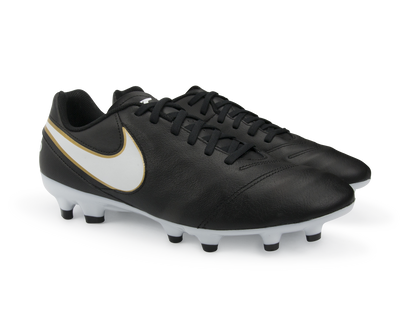 Nike Men's Tiempo Genio II Leather FG Black/White/Metallic Gold