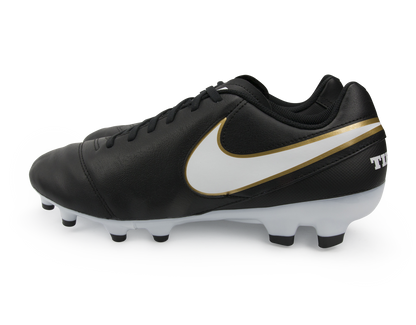 Nike Men's Tiempo Genio II Leather FG Black/White/Metallic Gold