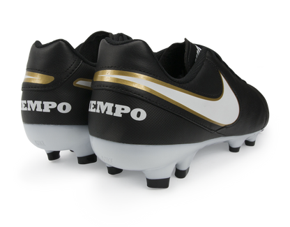 Nike Men's Tiempo Genio II Leather FG Black/White/Metallic Gold
