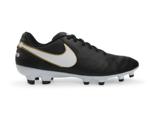Nike Men's Tiempo Genio II Leather FG Black/White/Metallic Gold