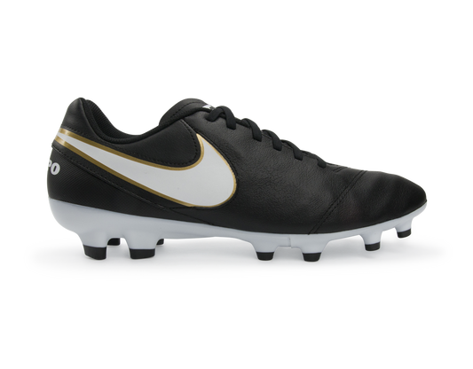 Nike Men's Tiempo Genio II Leather FG Black/White/Metallic Gold