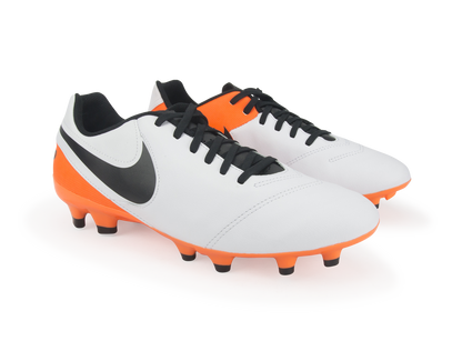 Nike Men's Tiempo Genio Leather FG White/Black/Total Orange