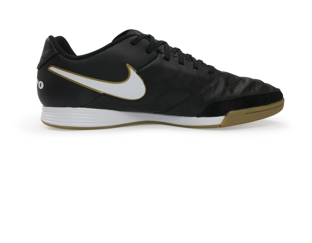 Nike Men's Tiempo Genio II Leather Indoor Soccer Shoes  Black/White/Metallic Gold