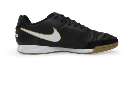Nike Men's Tiempo Genio II Leather Indoor Soccer Shoes  Black/White/Metallic Gold