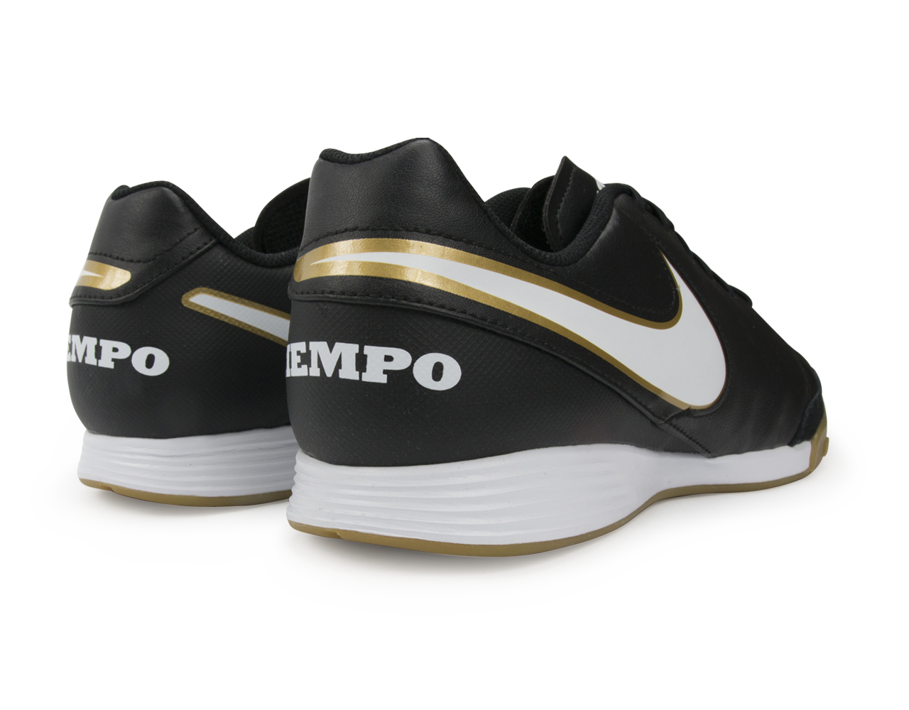 Nike Men's Tiempo Genio II Leather Indoor Soccer Shoes  Black/White/Metallic Gold