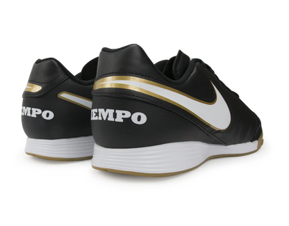 Nike Men's Tiempo Genio II Leather Indoor Soccer Shoes  Black/White/Metallic Gold