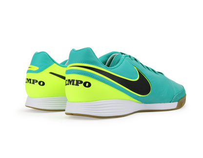 Nike Men's Tiempo Genio II Leather Indoor Soccer Shoes Clear Jade/Black/Volt