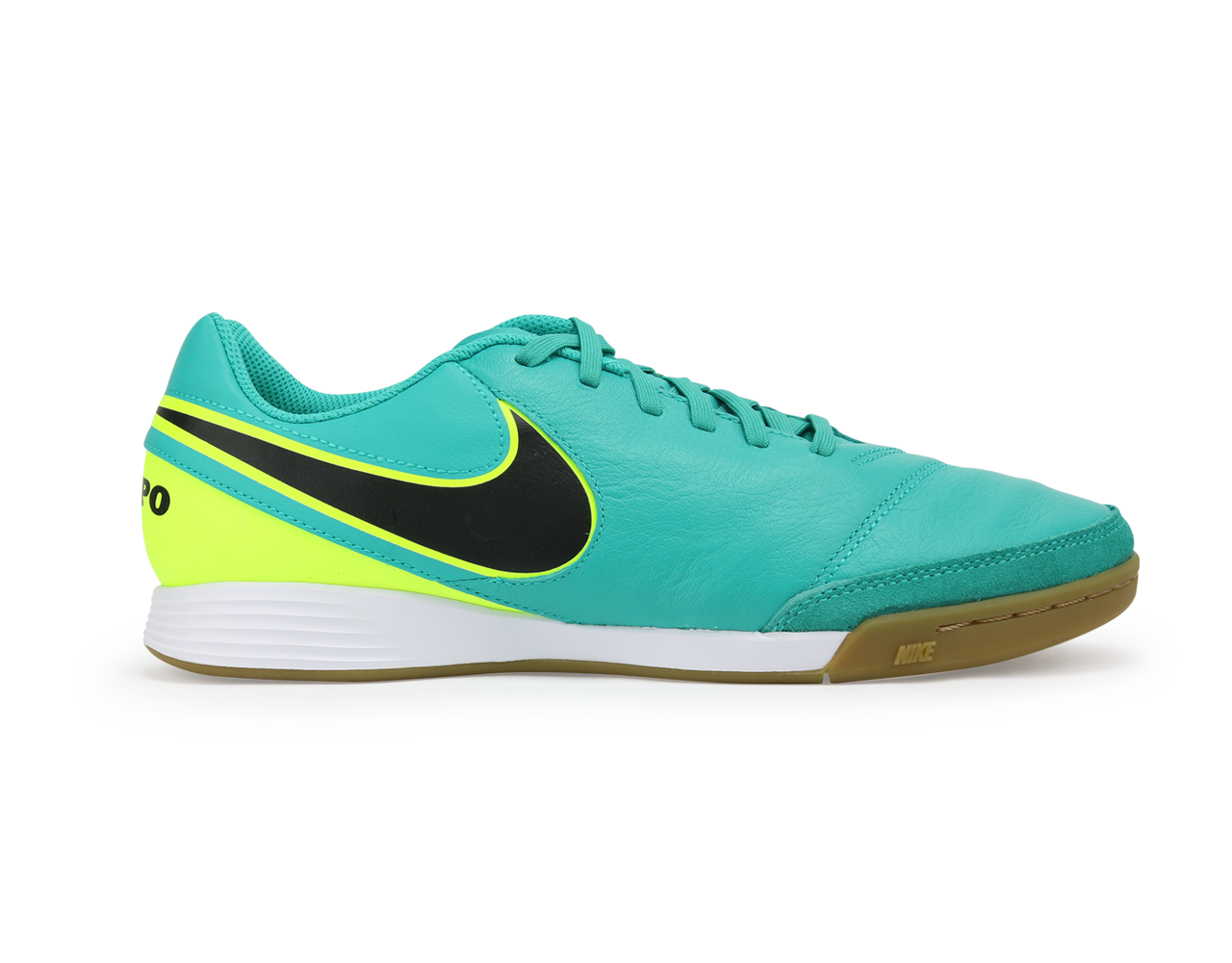 Nike Men's Tiempo Genio II Leather Indoor Soccer Shoes Clear Jade/Black/Volt