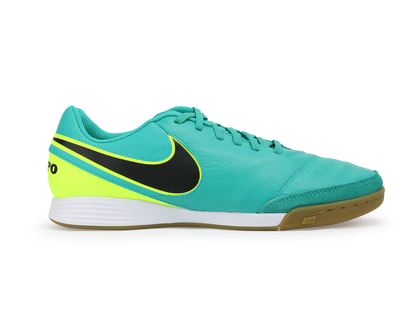 Nike Men's Tiempo Genio II Leather Indoor Soccer Shoes Clear Jade/Black/Volt