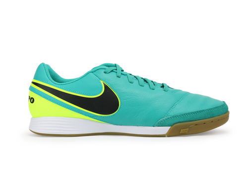 Nike Men's Tiempo Genio II Leather Indoor Soccer Shoes Clear Jade/Black/Volt