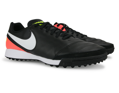 Nike Men's TiempoX Genio II Turf Shoes Black/White/Hyper Orange/Volt