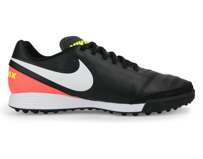 Nike Men's TiempoX Genio II Turf Shoes Black/White/Hyper Orange/Volt