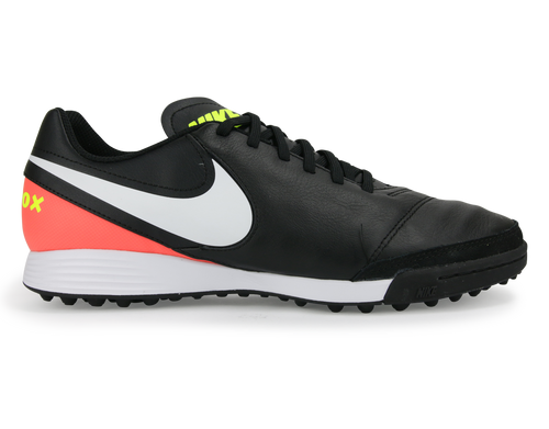 Nike Men's TiempoX Genio II Turf Shoes Black/White/Hyper Orange/Volt