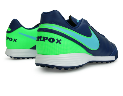 Nike Men's TiempoX Genio II Turf Shoes Costal Blue/Polarized Blue/Rage Green