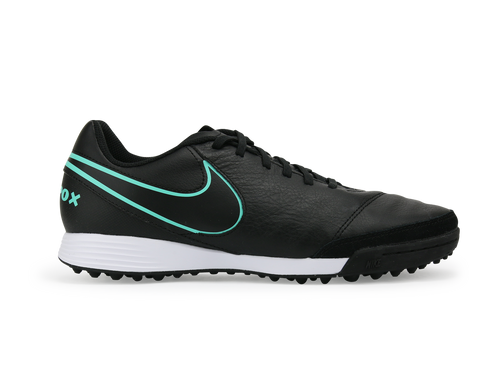 Nike Men's TiempoX Genio II Leather Turf Soccer Shoes Black/Hyper Turqouise