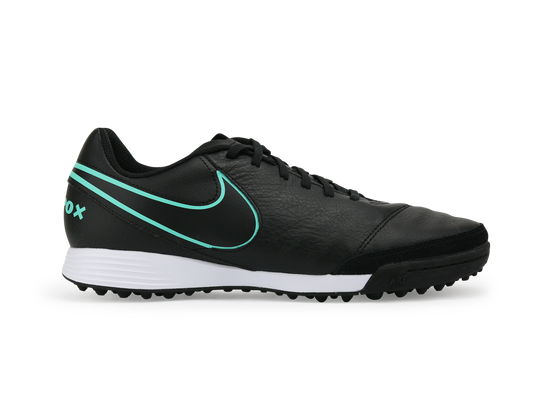 Nike Men's TiempoX Genio II Leather Turf Soccer Shoes Black/Hyper Turqouise