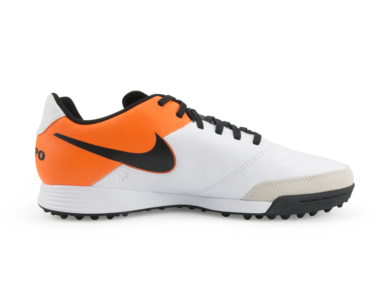 Nike Men's Tiempo Genio Leather Turf Soccer Shoes White/Black/Total Orange