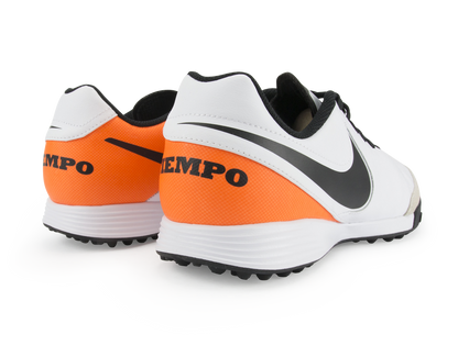 Nike Men's Tiempo Genio Leather Turf Soccer Shoes White/Black/Total Orange
